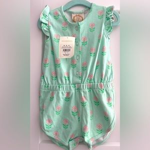 The Beaufort Bonnet Co Marion Rose Romper in Seafoam Green Size 2T